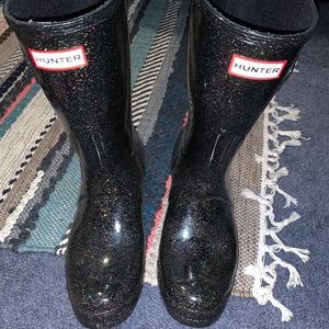 Sparkly black Hunter boots